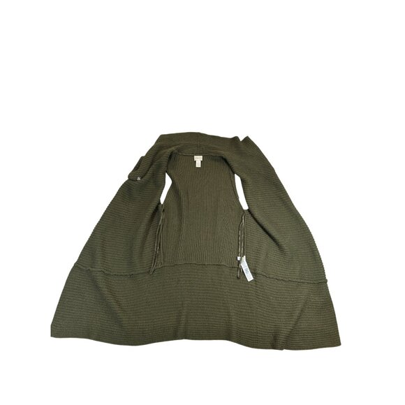 Chicos Sweater Vest Womens Size 1 Olive Green Sleeveless High-Low Hem - Picture 3 of 9